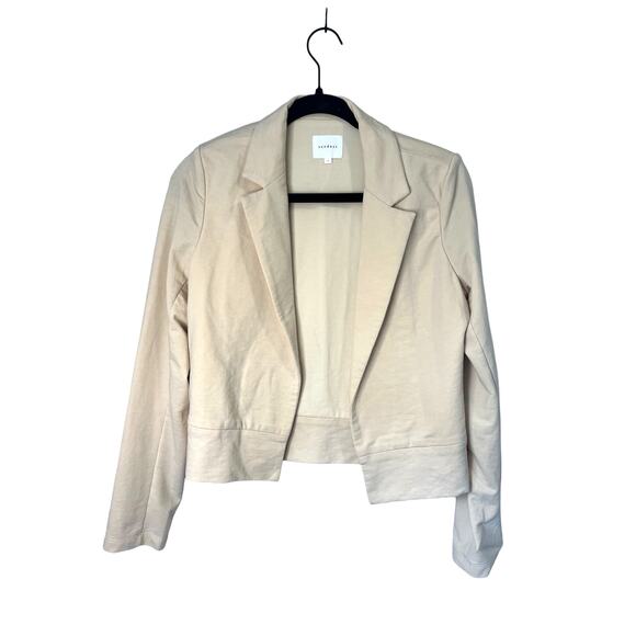 sundays by We Are Sundays Felicity Blazer Cotton Blend In Vanilla Cropped sz. 0 - Picture 2 of 5